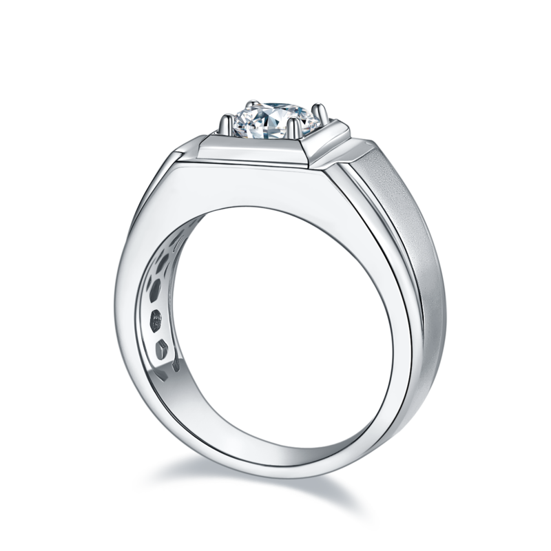冠希款S925银镀白金MoissaniteMen's Ring1ctD级